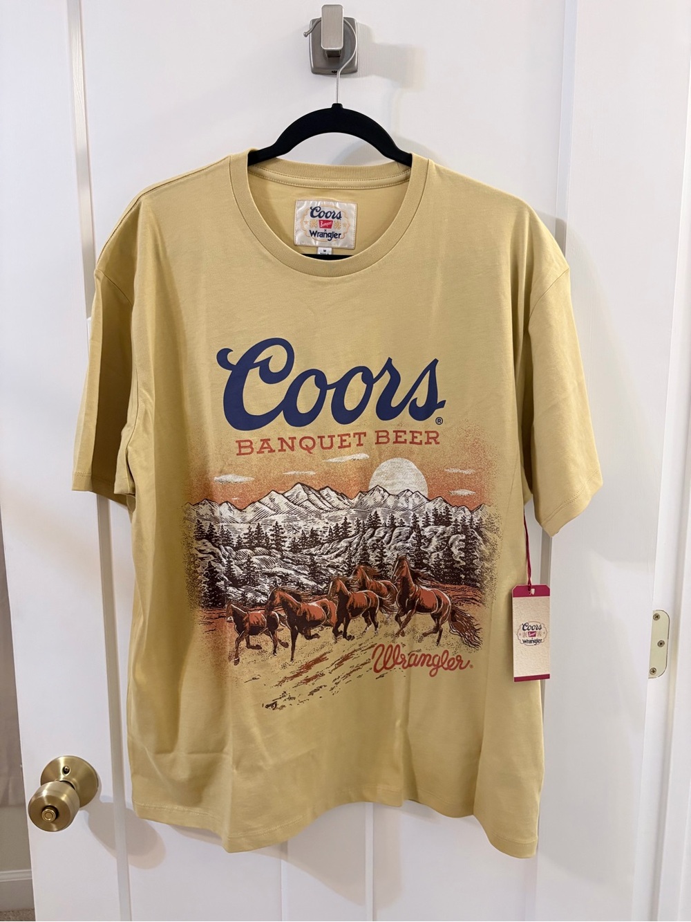 Wrangler Coors Yellow Graphic Tee with Mountain & Horses